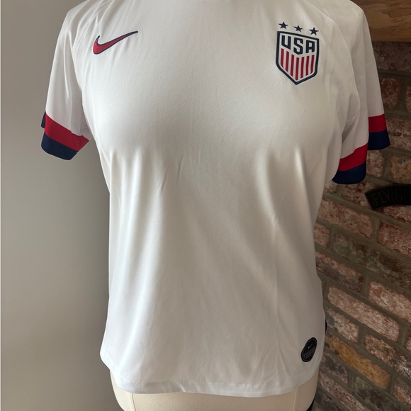 Nike Tops - Nike White Soccer Jersey with Red and Blue Details